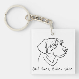 Golden Retriever - Goede Vibes, Gouden Stijl Sleutelhanger