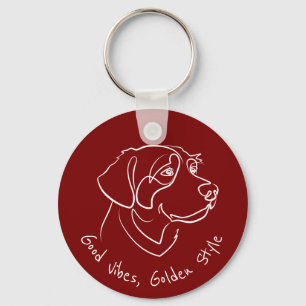 Golden Retriever - Goede Vibes, Gouden Stijl Sleutelhanger