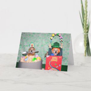 Golden Retriever Good Luck Charm St. Patrick's Day Feestdagen Kaart