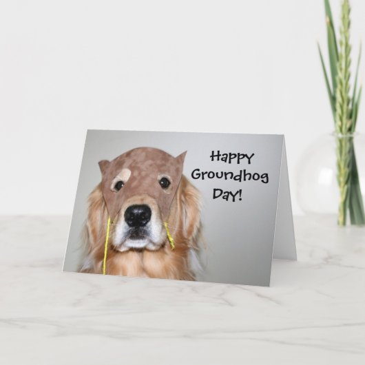 Golden Retriever Groundhog Day Kaart (Voorkant)