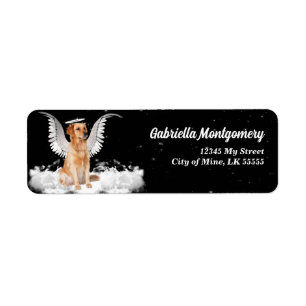 Golden Retriever Guardian Angel op zwart adres Etiket