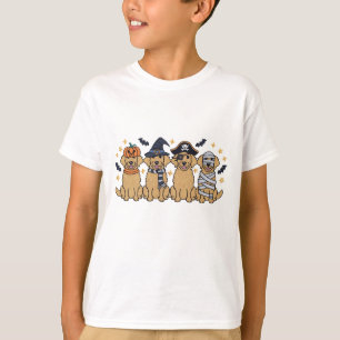 Golden Retriever Halloween borduurwerk Vier Schatt T-shirt