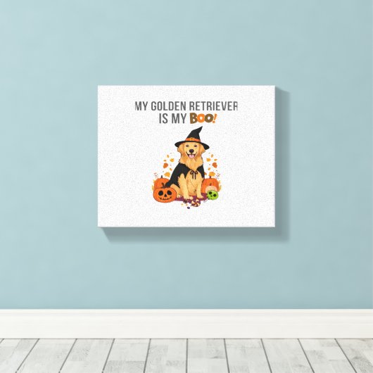 Golden Retriever Halloween Dog Mijn Gouden Retriev Canvas Afdruk (Insitu (Houten vloer))