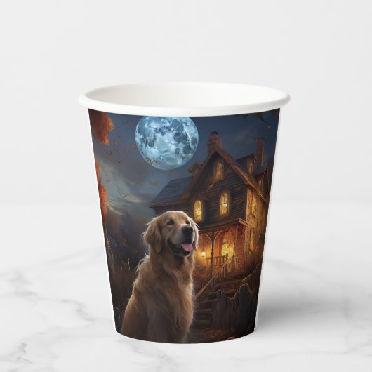 Golden Retriever Halloween Eng Papieren Bekers (Voorkant)