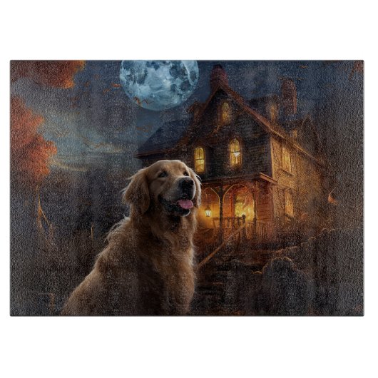Golden Retriever Halloween Eng Snijplank (Voorkant)