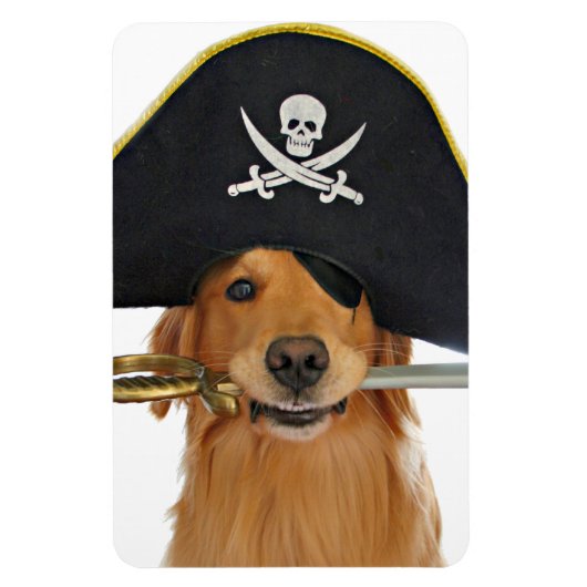 Golden Retriever Halloween Pirate Magneet (Verticaal)