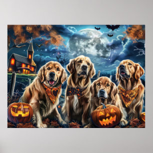 Golden Retriever Halloween Spooky Poster