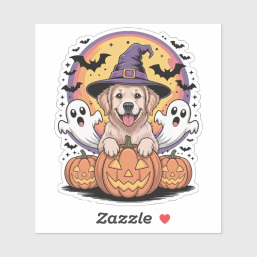 Golden Retriever Halloween Sticker (Vel)