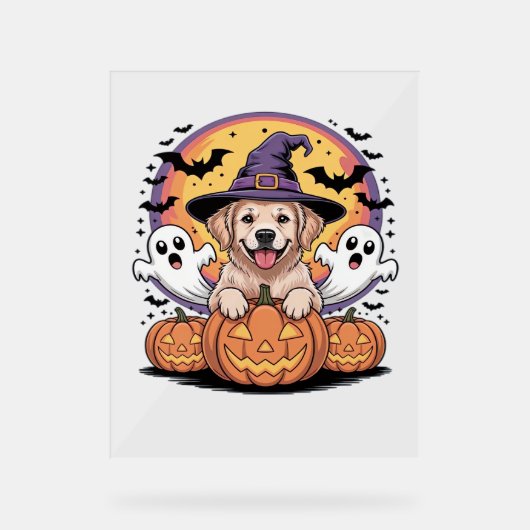 Golden Retriever Halloween Witch Chien classique T (Recto)