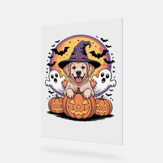 Golden Retriever Halloween Witch Chien classique T (Angle)