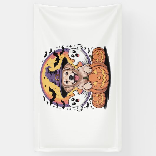 Golden Retriever Halloween Witch Dog Classic T-Shi Spandoek (Verticaal)