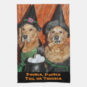 Golden Retriever Halloween Witches Theedoek