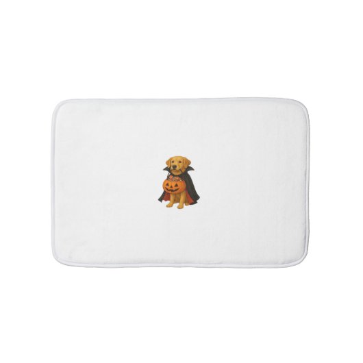 Golden Retriever Halloweenhond met pompoen Snoep Badmat (Voorkant)