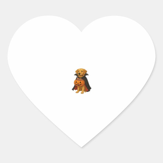 Golden Retriever Halloweenhond met pompoen Snoep Hart Sticker (Voorkant)