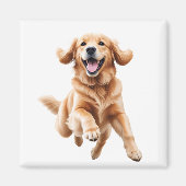 Golden Retriever Happy Speelse Plezier Springen in Magneet (Voorkant)