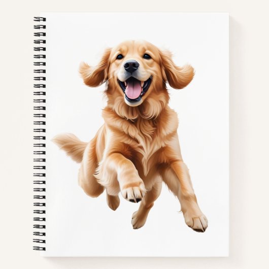 Golden Retriever Happy Speelse Plezier Springen in Notitieboek (Voorkant)