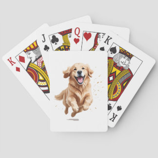 Golden Retriever Happy Speelse Plezier Springen in Pokerkaarten