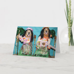 Golden Retriever Hawaiian Hula Birthday Kaart