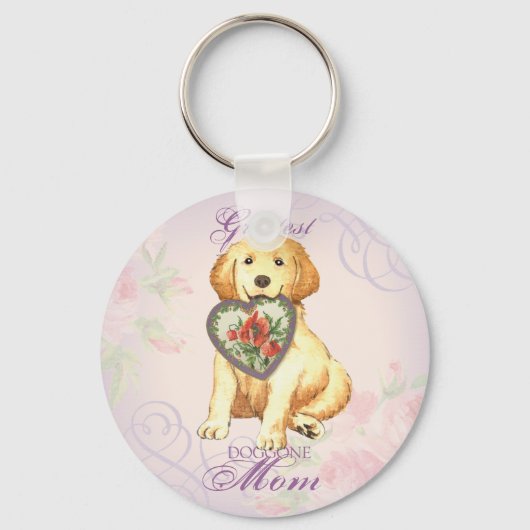 Golden Retriever Heart Mam Sleutelhanger (Voorkant)