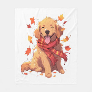 Golden Retriever Herfst herfstbladeren Fleece Deken