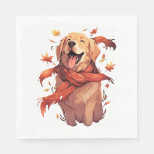 Golden Retriever Herfst herfstbladeren Servet