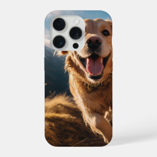 Golden Retriever heureux en course