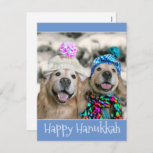 Golden Retriever Hogs in Winter Petten Hanukkah Feestdagenkaart (Voorkant / Achterkant)