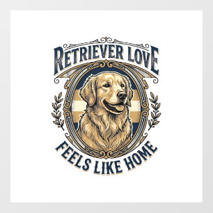 Golden Retriever Home Comfort Vintage Gravure Doe Raamsticker