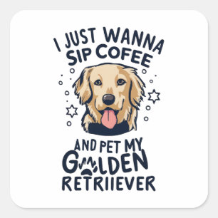Golden Retriever Hond en Koffieliefhebbers Vierkante Sticker