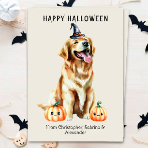 Golden Retriever Hond Gelukkig Halloween Feestdagenkaart
