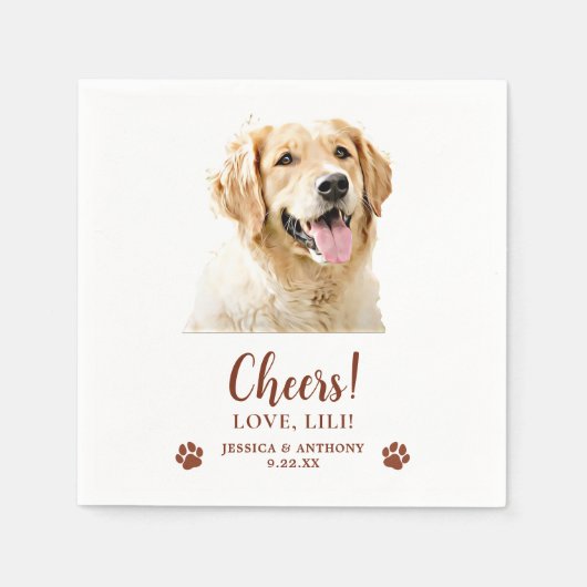 Golden Retriever Hond Gepersonaliseerde Proost Servet (Voorkant)