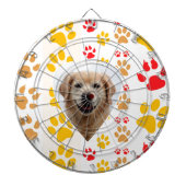 Golden Retriever Hond Hart Paws Print Dartbord (Voorkant)
