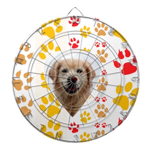 Golden Retriever Hond Hart Paws Print Dartbord (Voorkant)