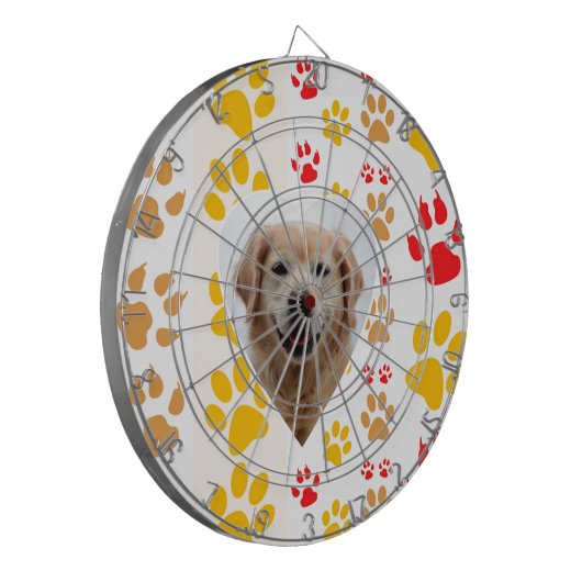 Golden Retriever Hond Hart Paws Print Dartbord (Voorkant Links)