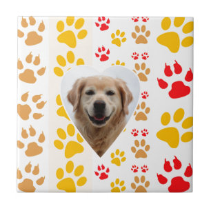 Golden Retriever Hond Hart Paws Print Tegeltje