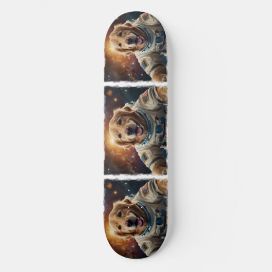 Golden Retriever Hond in de ruimte Skateboard (Voorkant)