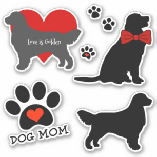 Golden Retriever Hond Mam Silhouette Groep Sticker