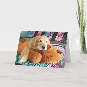 Golden Retriever hond op bed Miss You Kaart