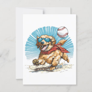 Golden Retriever Hond Spelen Honkbal Briefkaart