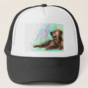 Golden Retriever Hond Water Kleur Schilderij Trucker Pet