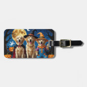 Golden Retriever Honden Pompoen Halloween Grappig Bagagelabel (Voorkant horizontaal)