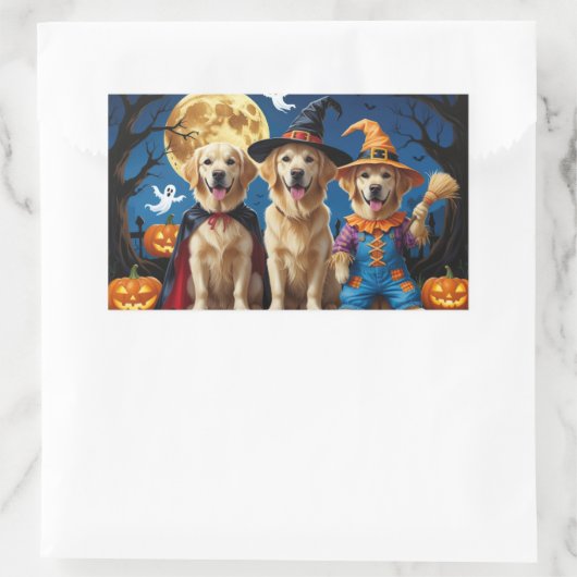 Golden Retriever Honden Pompoen Halloween Grappig Rechthoekige Sticker (Tas)