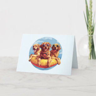 Golden Retriever Honden Zomer Zwembad Floaties Bedankkaart