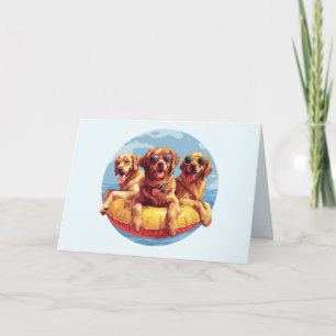 Golden Retriever Honden Zomer Zwembad Floaties Kaart