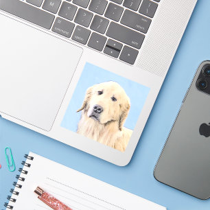 Golden Retriever hondenportret, origineel schilder Sticker