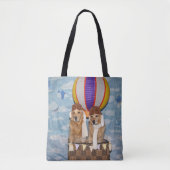 Golden Retriever Hot Air Ballonpiloten Tote Bag (Voorkant)