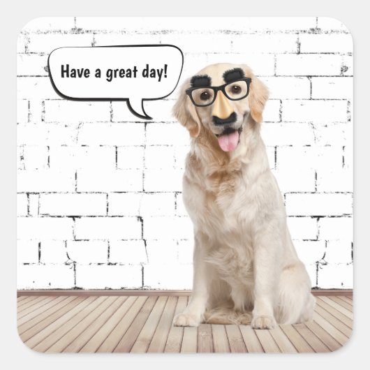 Golden Retriever Humor Square Sticker (Voorkant)