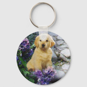 Golden Retriever Hydrangea Sleutelhanger