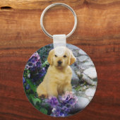 Golden Retriever Hydrangea Sleutelhanger (Voorkant)