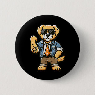 Golden Retriever I Love Dad Funny Dog Tattoo Ronde Button 5,7 Cm